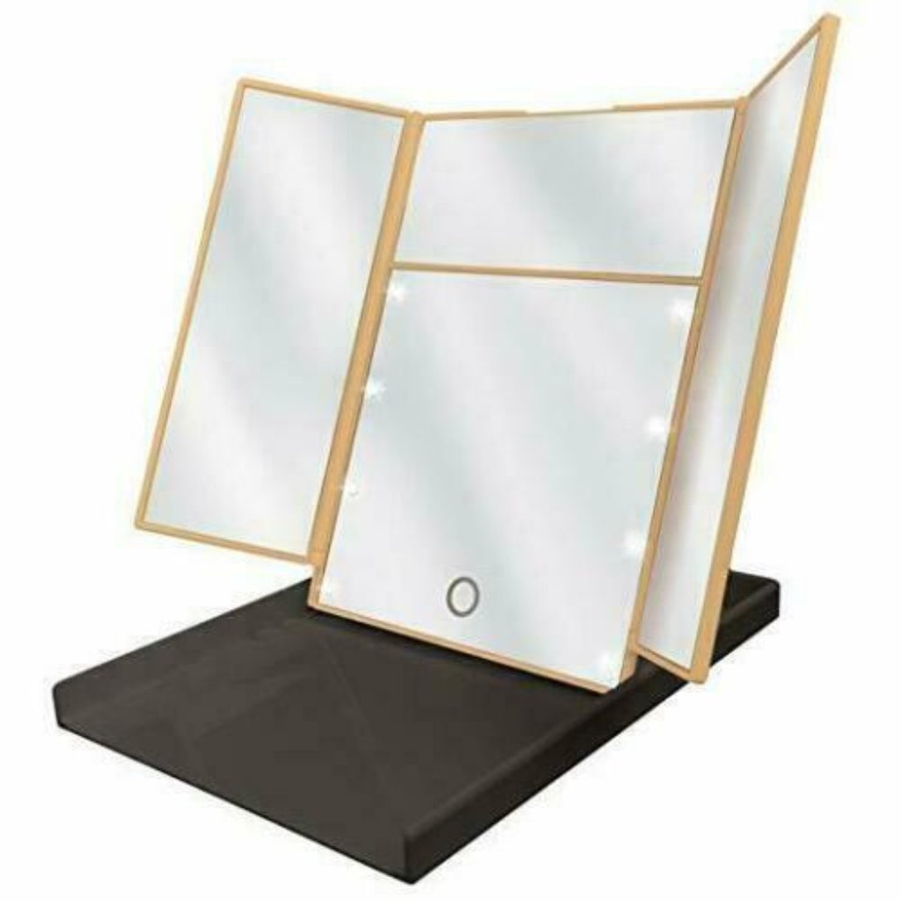 Sharper Image Bi-Fold LED Touch Compact Mirror with 5X Magnification